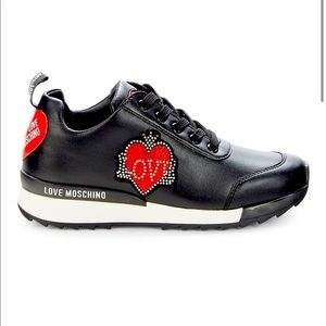 Love Moschino Patch Graphic Wedge Sneakers